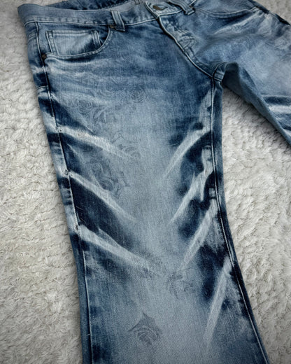 Tornado Mart Claw Marks Ocean Washed Rose Flared Jeans