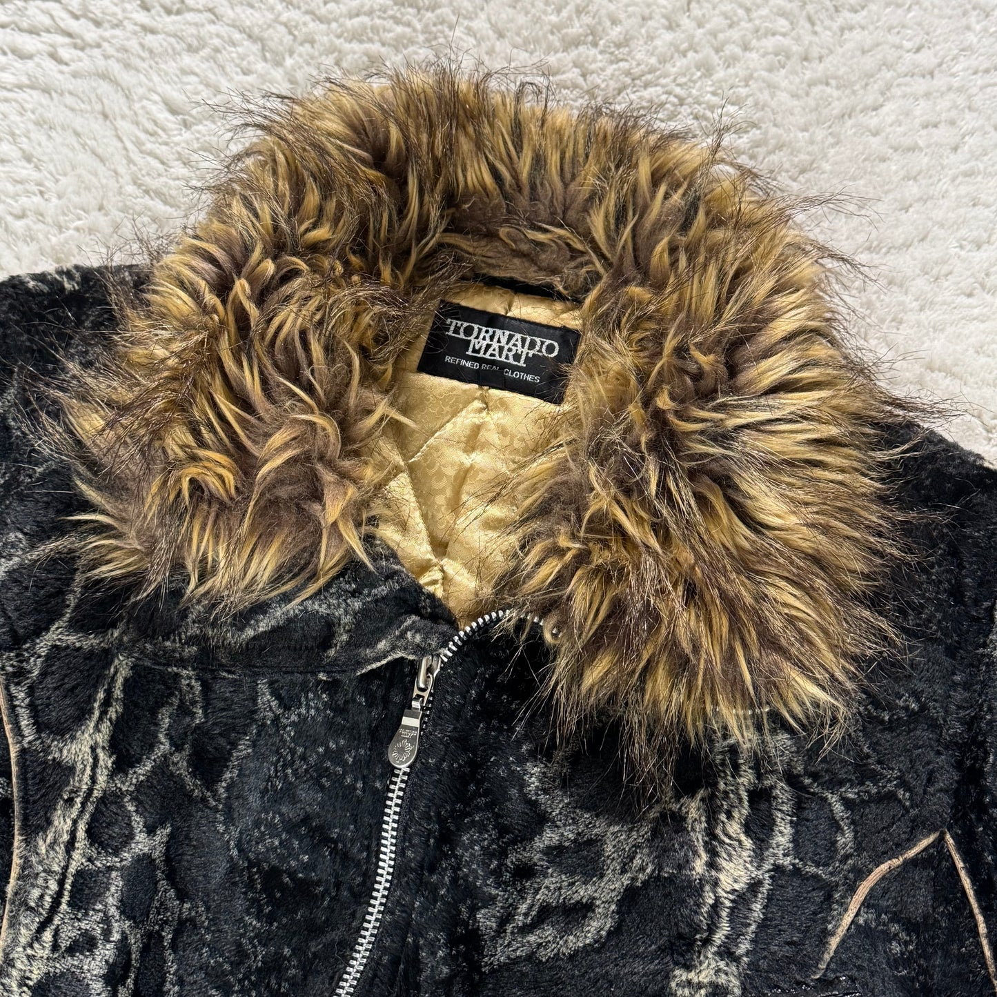 Tornado Mart Micro-Velvet Leopard Fur Jacket