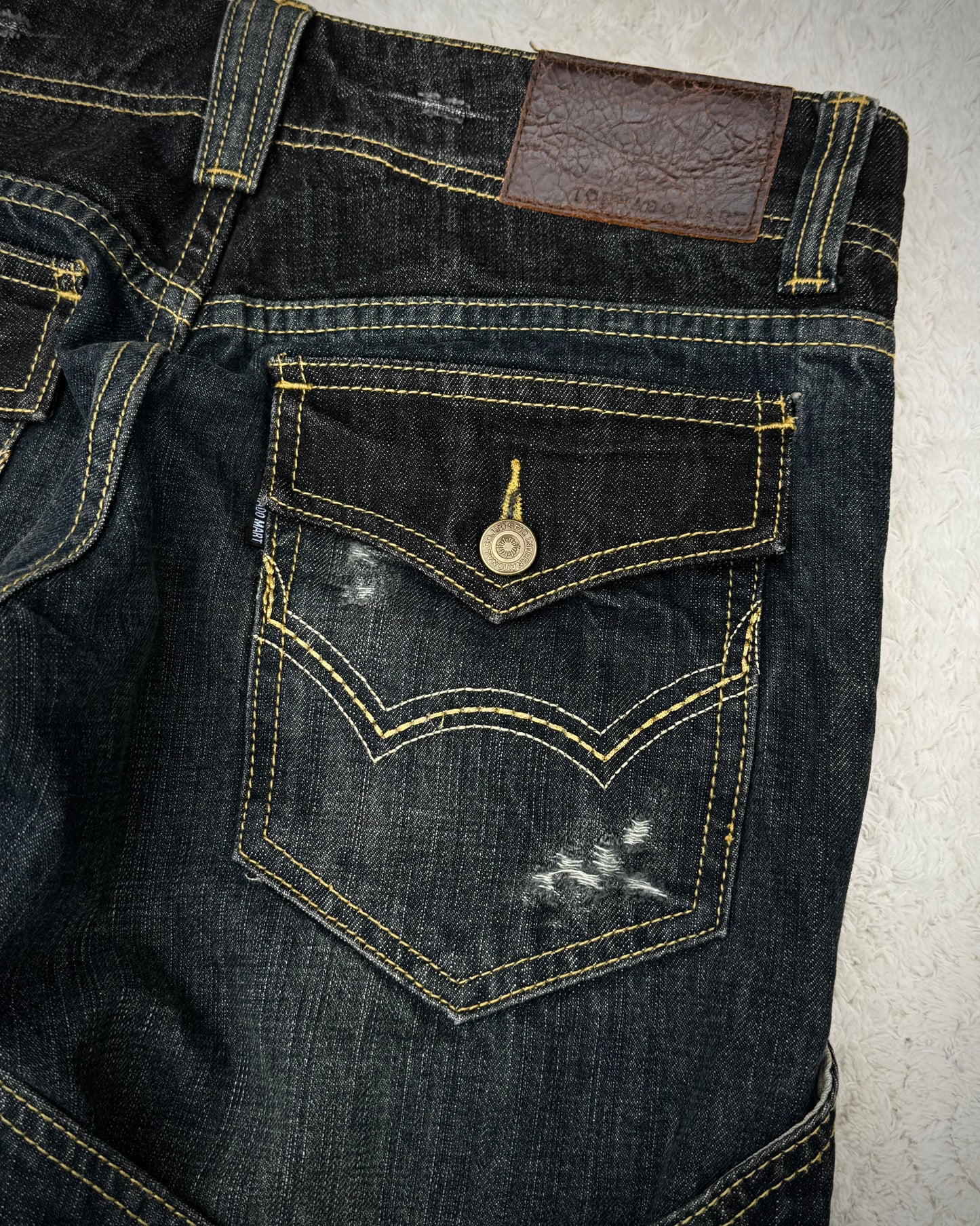 Tornado Mart Knee Lace Up Flared Jeans