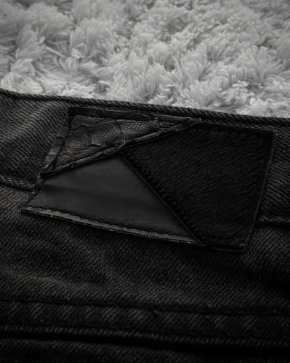 Fuga Croco Repaired Distressed Bootcut Jeans