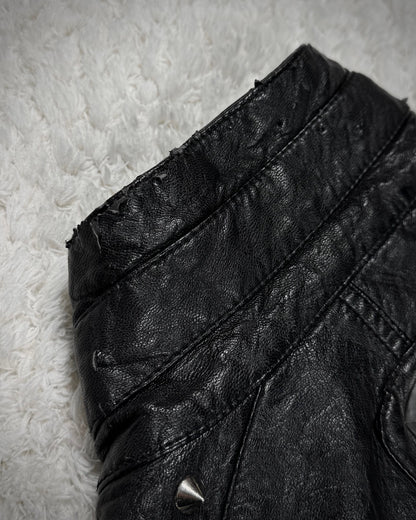 Affliction Spike Studded Metal Badge Leather Jacket