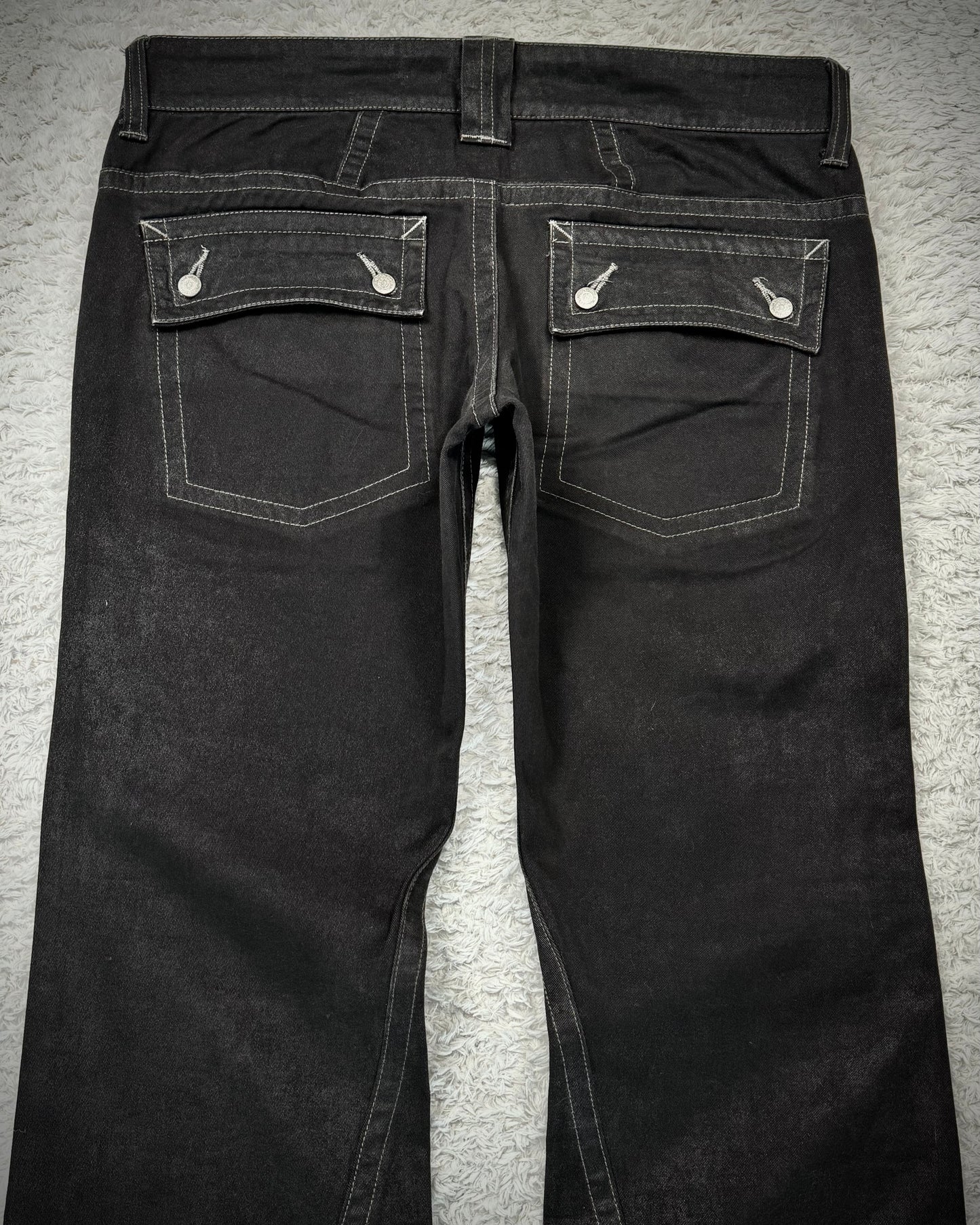 Tornado Mart Waxed Spiral Flared Jeans