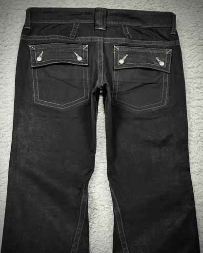 Tornado Mart Waxed Spiral Flared Jeans