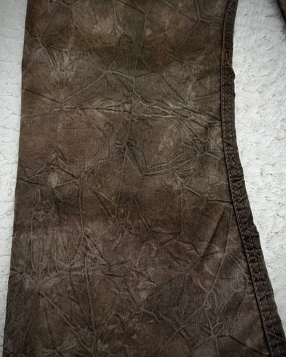 Tornado Mart Wood Textured Lace Up Flared Pants