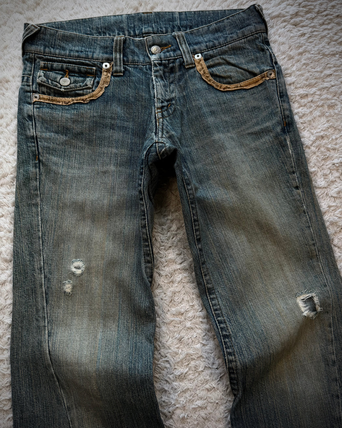 Tornado Mart Python Detailed Mud Washed Spiral Flared Jeans