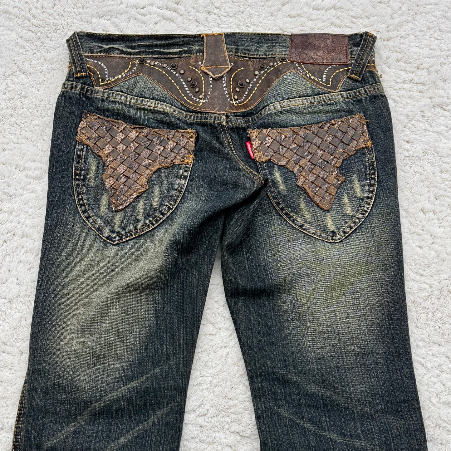 Tornado Mart Mud Wash Western Studded Flared Jeans