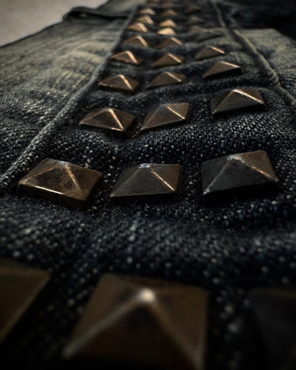 Black Baccara Double Waisted Studs Repaired Bootcut Jeans