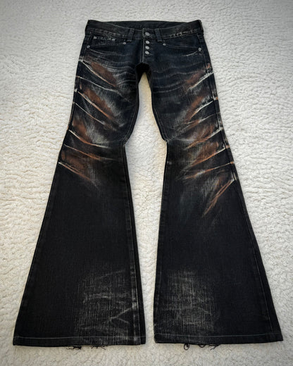 Tornado Mart Mud Claw Marks Washed Flared Jeans