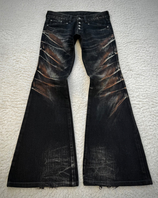 Tornado Mart Mud Claw Marks Washed Flared Jeans