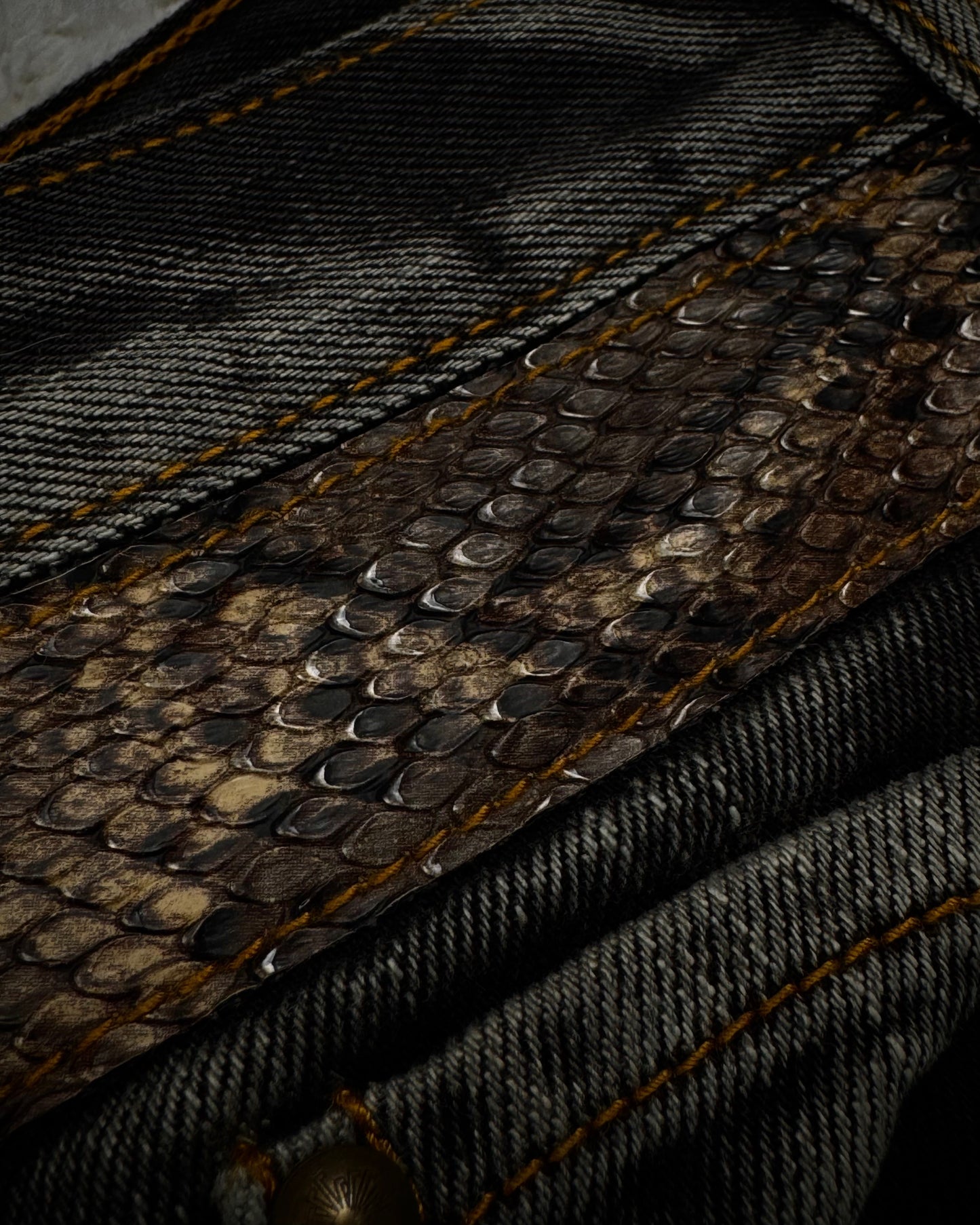 Tornado Mart Python Belted Flared Jeans