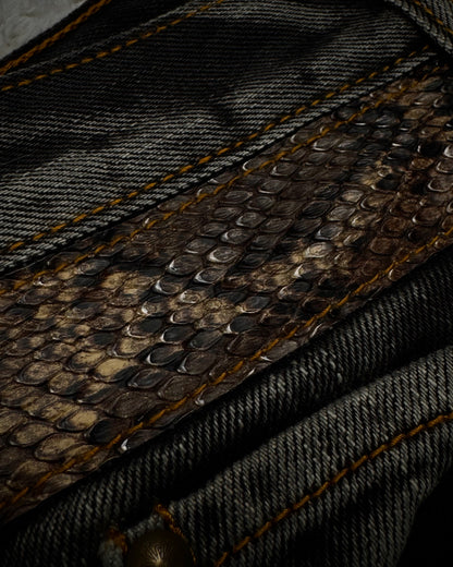Tornado Mart Python Belted Flared Jeans