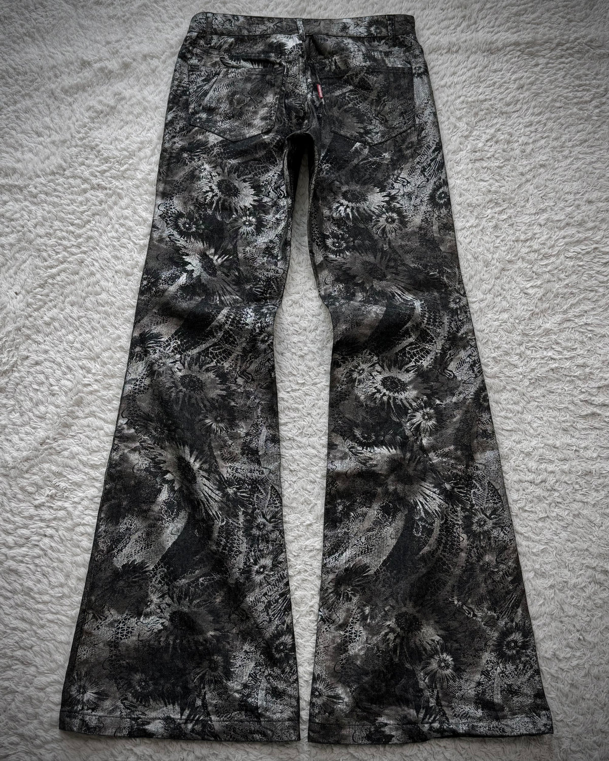 Tornado Mart Metallic Floral Flared Jeans