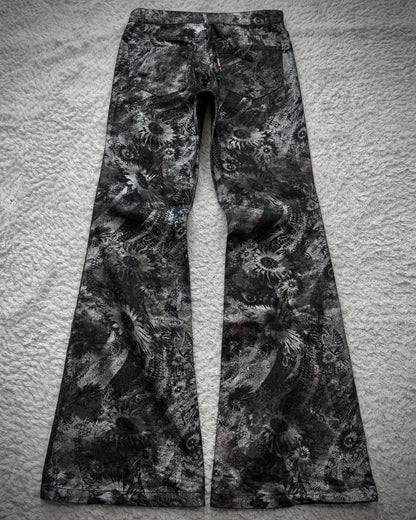 Tornado Mart Metallic Floral Flared Jeans
