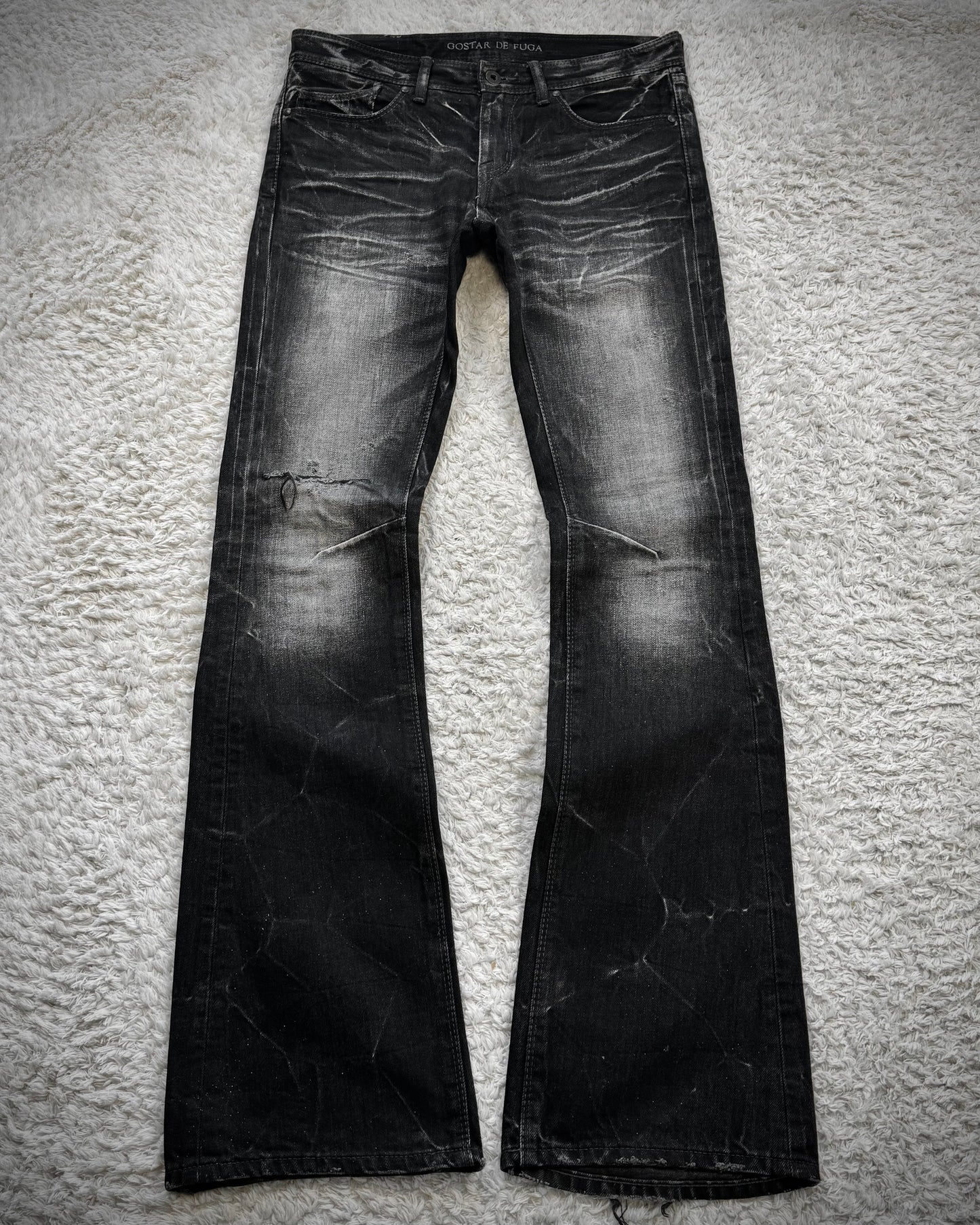 Fuga Whisker Washed Luster Flared Jeans