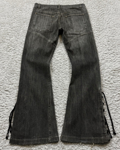 Tornado Mart Studded Lace Up Flared Jeans