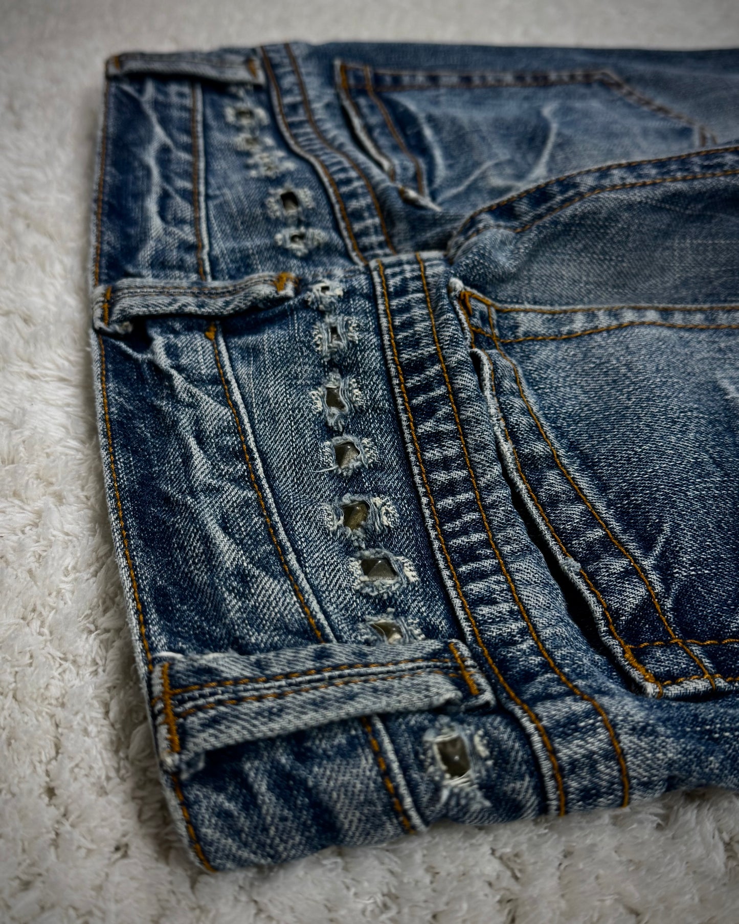 Beast Studded Distressing Flared Jeans