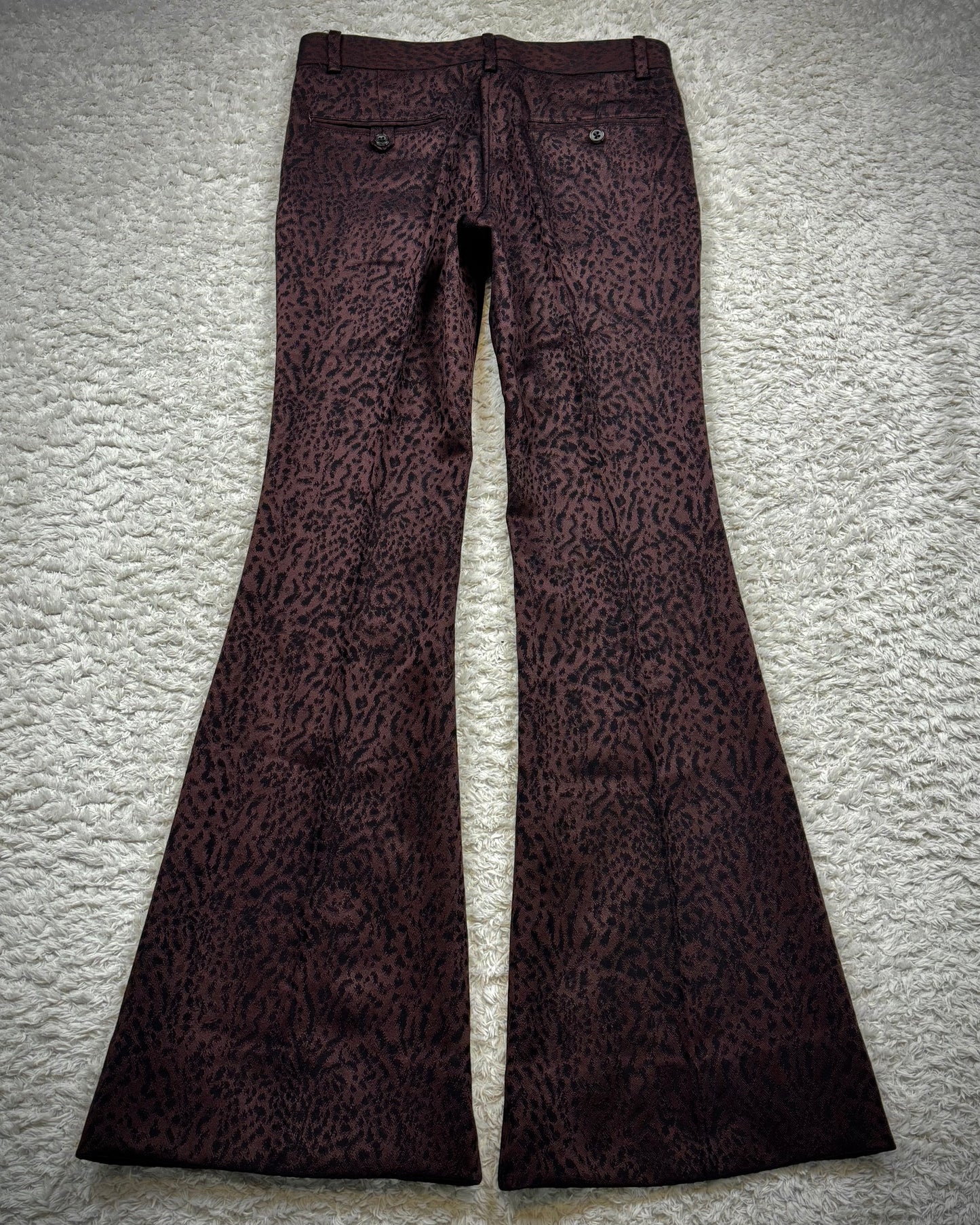 Tornado Mart Leopard Pattern Jacquard Pleated Flared Pants