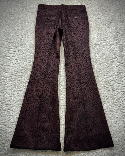 Tornado Mart Leopard Pattern Jacquard Pleated Flared Pants