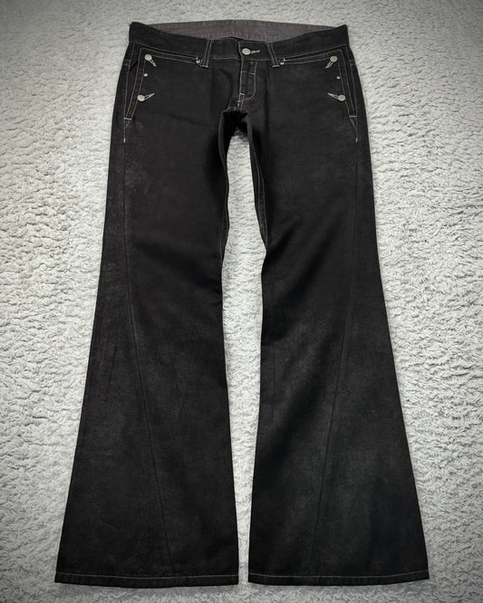 Tornado Mart Waxed Spiral Flared Jeans