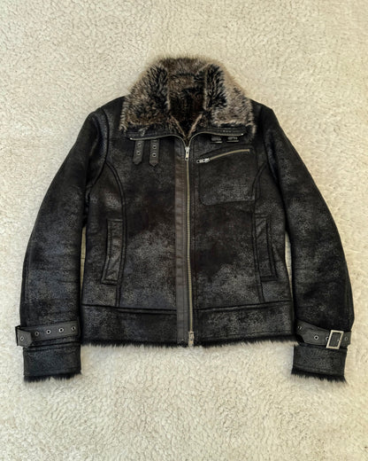 Difference Rupert Cracked Wax Fur Jacket
