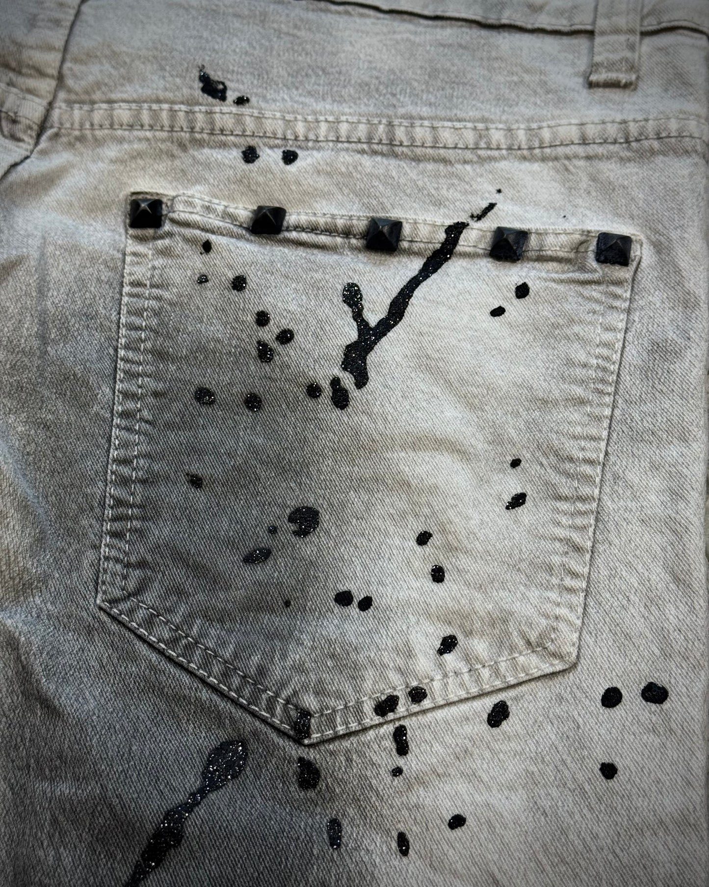 K.U.I Whisker Washed Luster Splatter Bootcut Jeans