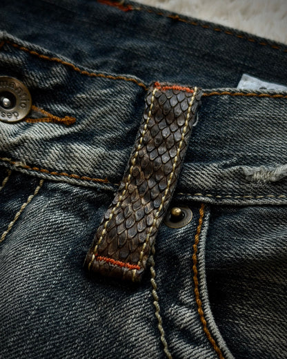 Semantic Design Python Detailed Spiral Flared Jeans