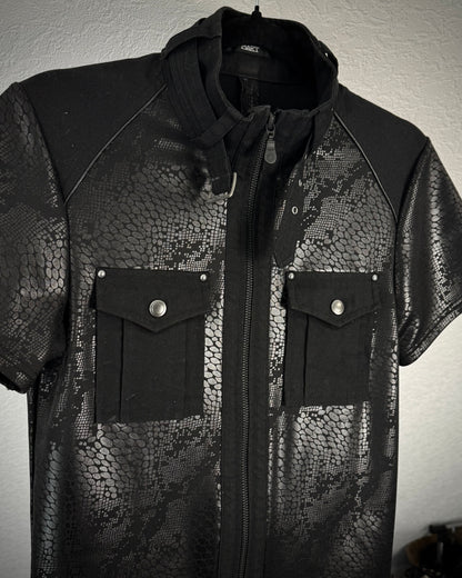 Tornado Mart Python Shimmer Zip Up T-Shirt