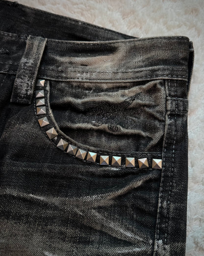 Xfrm Studded Silver Whisker Washed Bootcut Jeans