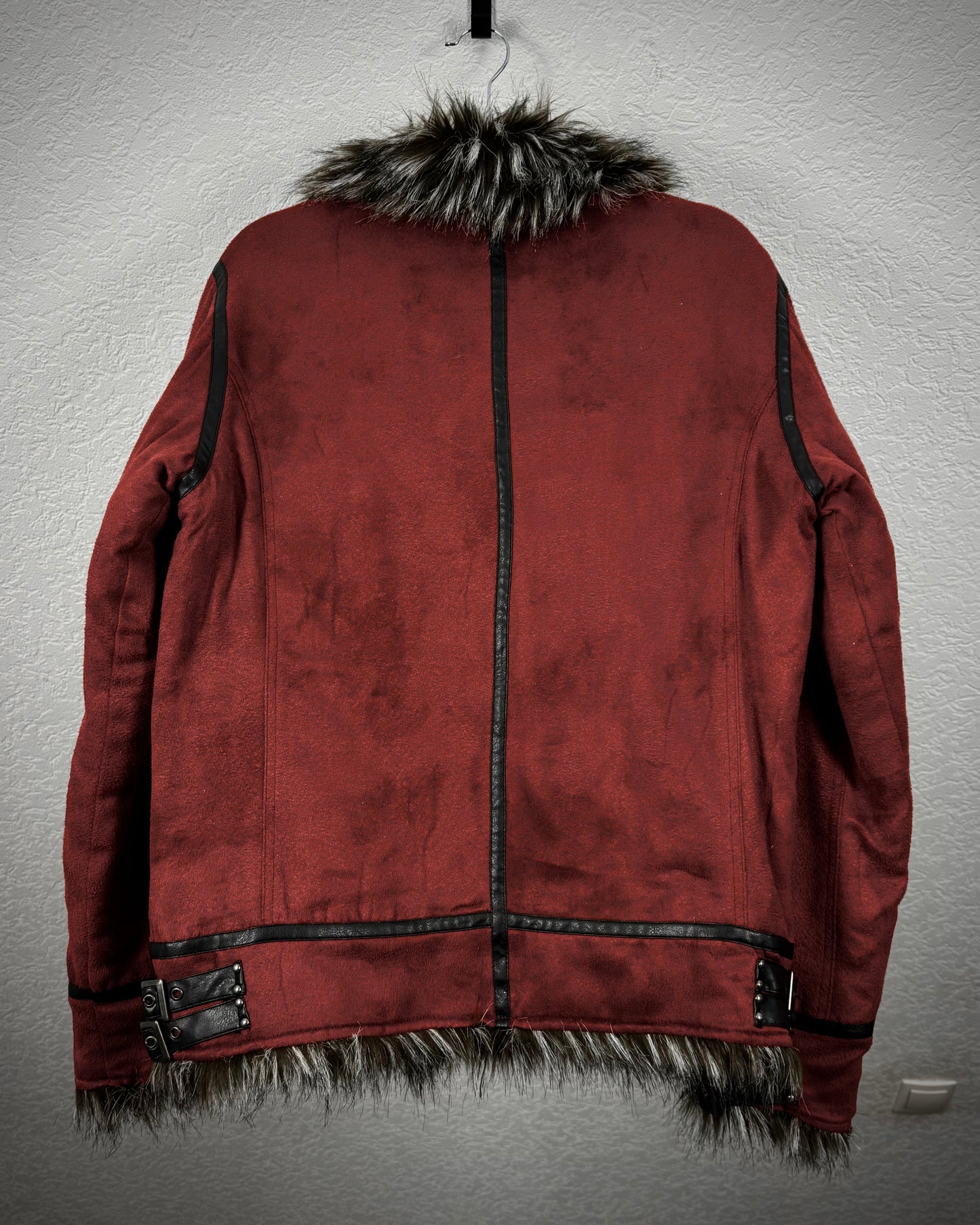 In The Attic Crimson Fur Suede Jacket