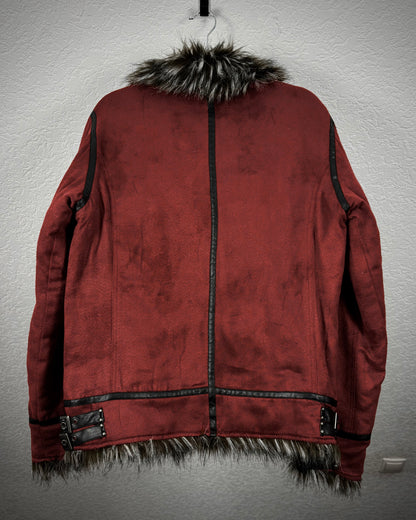 In The Attic Crimson Fur Suede Jacket