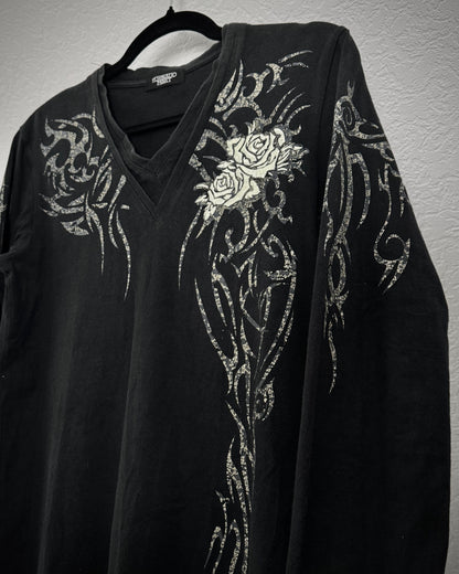Tornado Mart Tribal Pattern Rose Embroidery Longsleeve