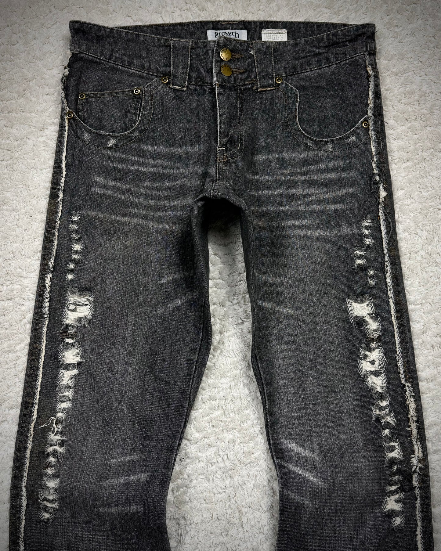 In The Attic Whisker Washed Frayed J-Cut Flared Jeans
