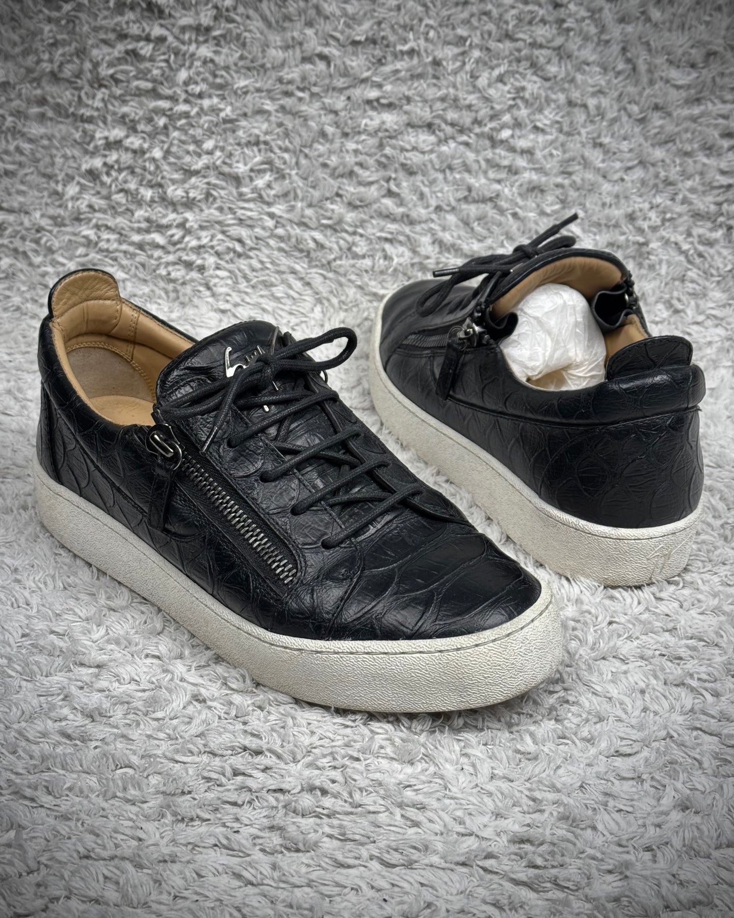 Giuseppe Zanotti Zippered Python Leather Sneakers