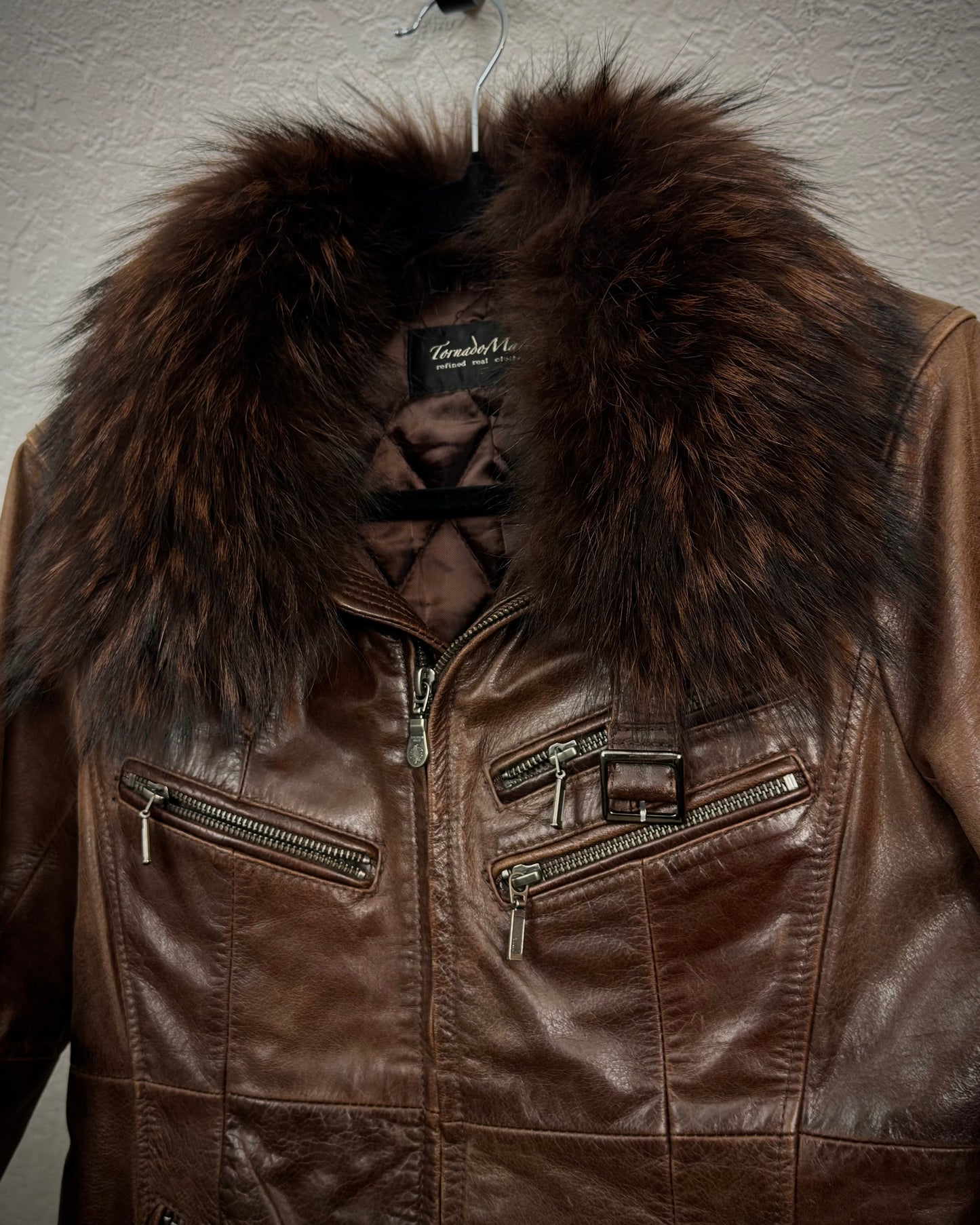 Tornado Mart Fur Collar Leather Jacket