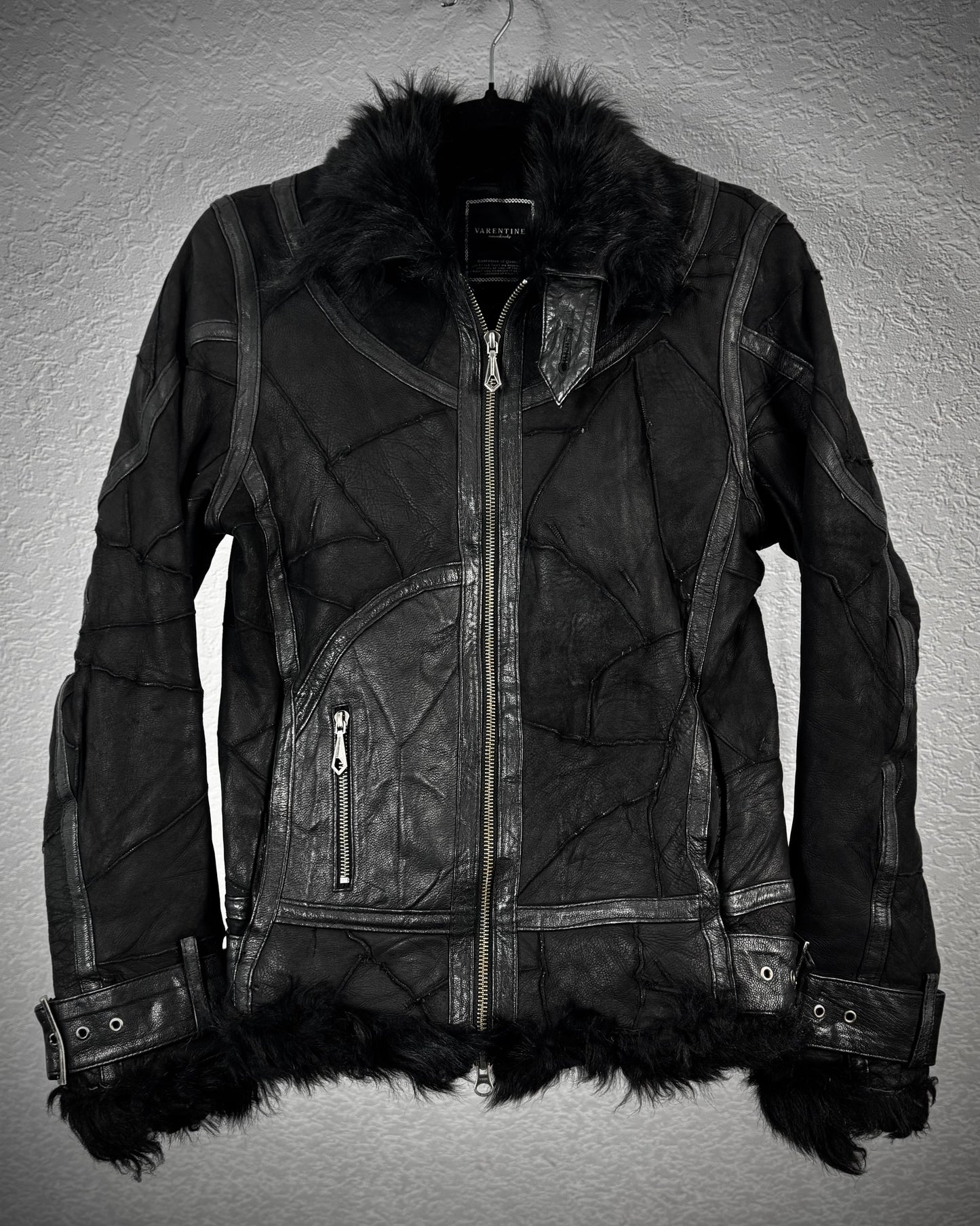 Varentine Fur Lined Leather Patchwork Jacket