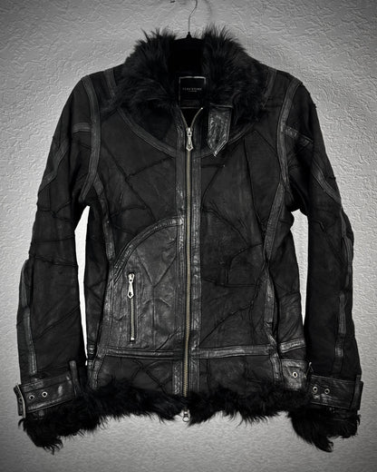 Varentine Fur Lined Leather Patchwork Jacket