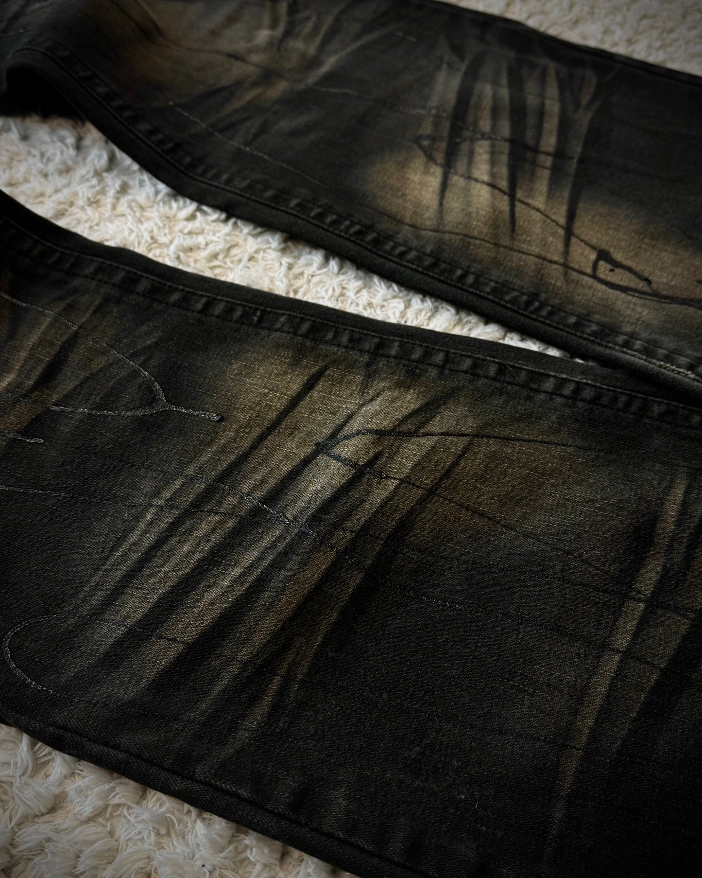 Xfrm Whiskered Paint Splatter Studded Bootcut Jeans