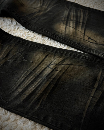 Xfrm Whiskered Paint Splatter Studded Bootcut Jeans