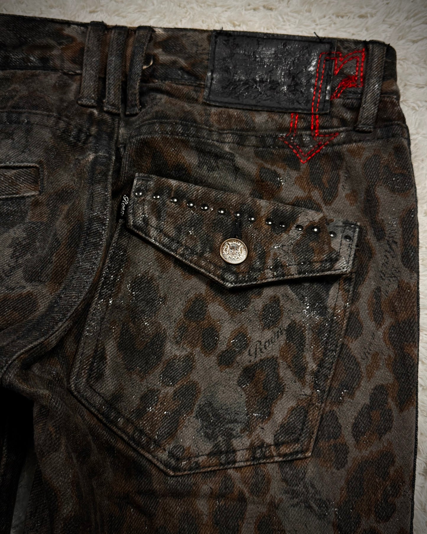 Roen Leopard Luster Slim Cut Jeans