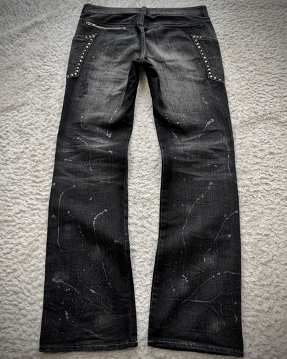 Ikka Silver Splatter Studded Pockets Bootcut Jeans