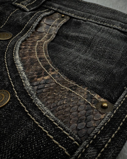 Tornado Mart Python Detailed Spiral Bootcut Jeans