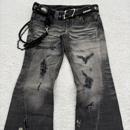 Tornado Mart Pierced Crash Flared Jeans