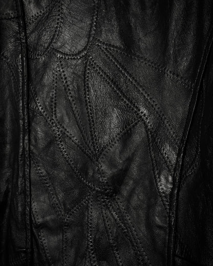 Ville D’Espoir Fur Collar Leather Patchwork Jacket