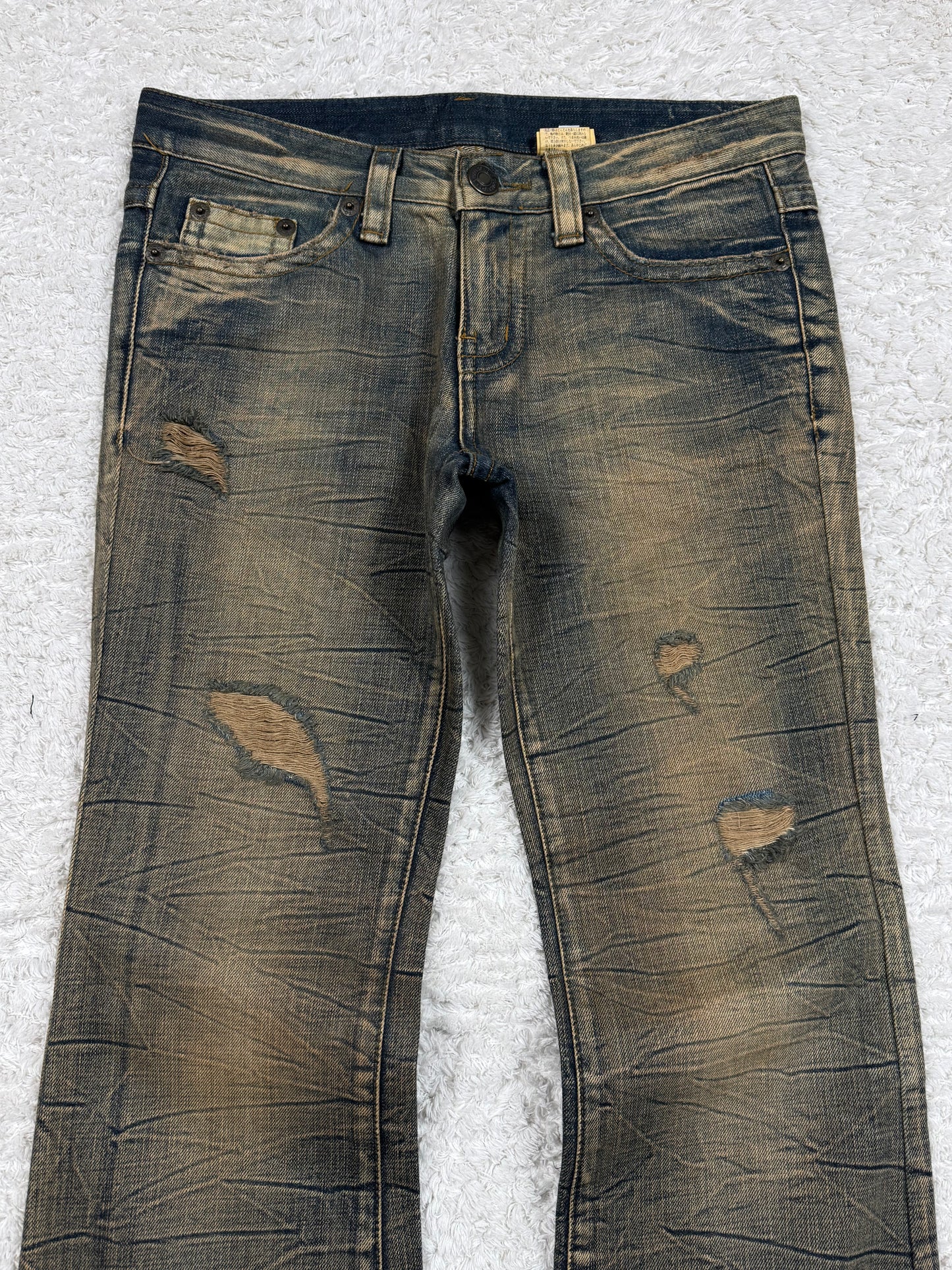 Agate Mud Honeycomb Washed Flared Jeans
