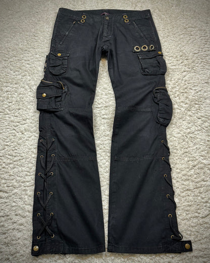 Kelen 3D Cargo Pockets Lace Up Bootcut Pants
