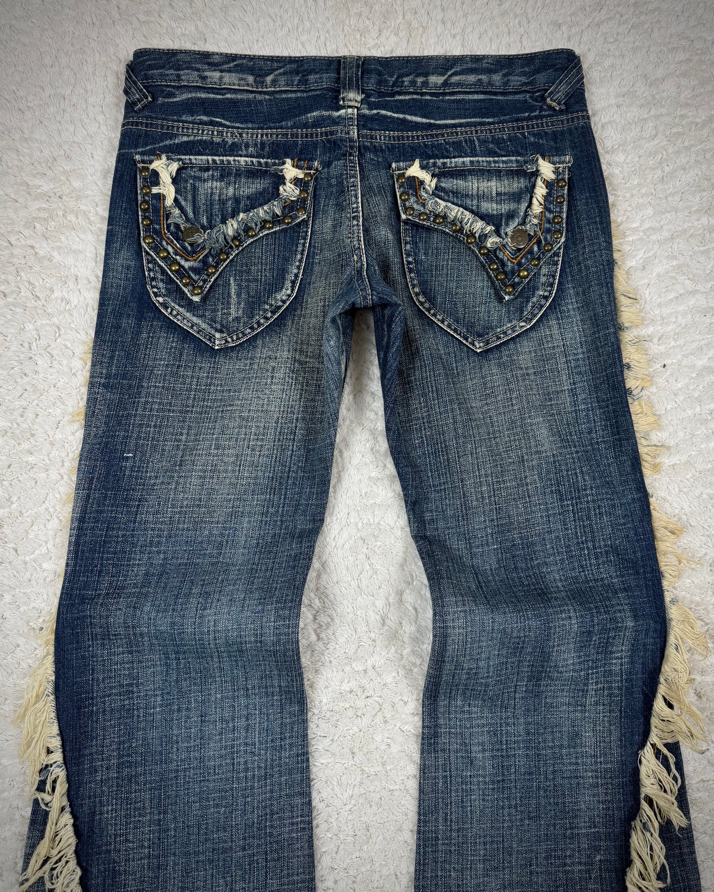Tornado Mart Spiral Fringe Flared Jeans