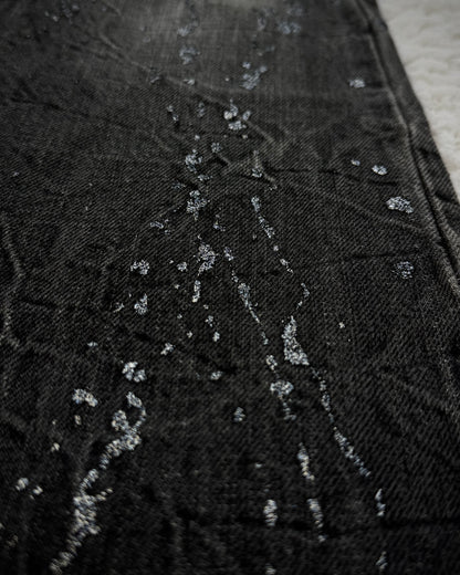 Midas Silver Splatter Coated Distressed Bootcut Denim