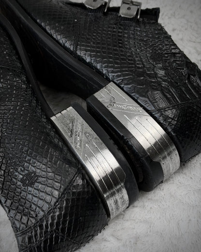 New Rock Python Textured Steel Heel Leather Boots