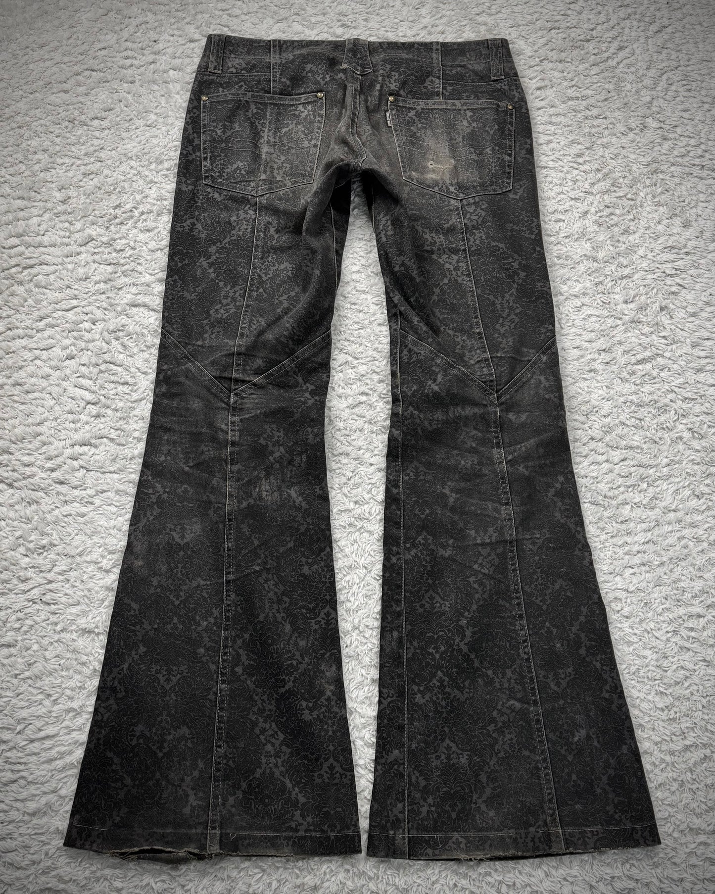 Tornado Mart Lace Up Antique Pattern Flared Pants