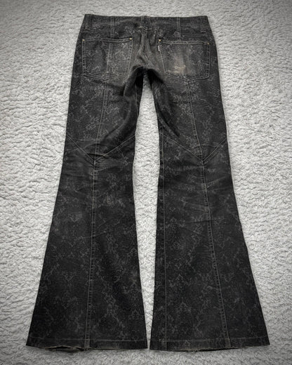 Tornado Mart Lace Up Antique Pattern Flared Pants
